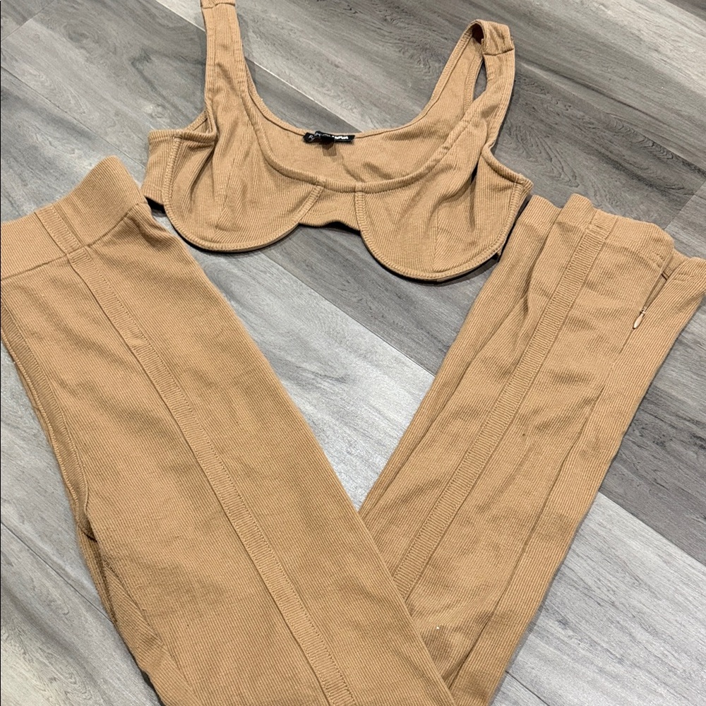 Fashion Nova Tan Leggings and Top Set